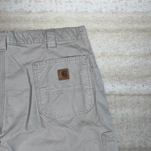 Carhartt Carpenter Pants Tan Cotton Canvas Baggy Wide Leg Fit Dungarees - Picture 3 of 4